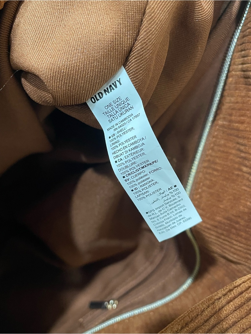Old Navy Rich Brown Corduroy Tote Large - Picture 4 of 5